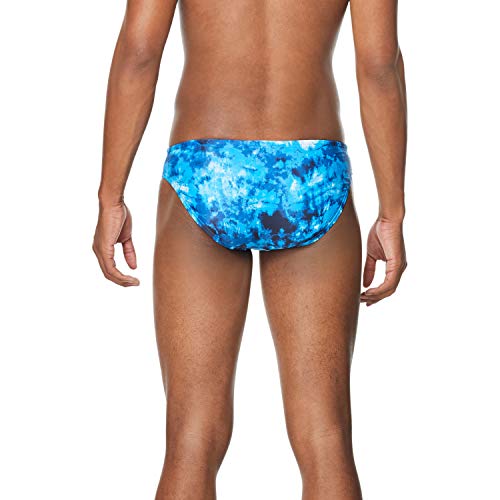 Speedo Men's Standard Swimsuit Brief Creora Highclo Printed, Tie Dye Ibiza Blue, 36