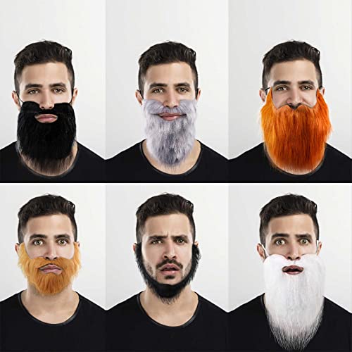 WILLBOND 6 Pieces Fake Beards Mustaches Halloween Beard Funny Fake Beard Costume Accessories Party Supplies for Adult Kids