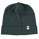 100% Merino Wool Ridge Cuff Beanie - Unisex Warm Winter Hat - Forest Green