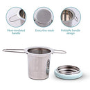 Fenshine Tea Infuser Stainless Steel Tea Strainer Folding Handle Tea Filter Extra Fine Mesh Strainer Brewing Basket with Lid for Loose Leaf Tea (Light Blue) …