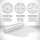 Non-Slip Bath Mats for Bathroom Anti Mould Bathtub Mats with Suction Cups and Drain Holes Non Slip Shower Mat for Adults &Old People 100 x 40cm - Clear (Clear)