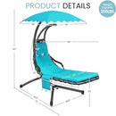 Yaheetech Outdoor Hanging Chaise Lounge Chair Hammock Chair w/Built-in Pillow and Removable Canopy for Patio Backyard Deck Garden - Teal