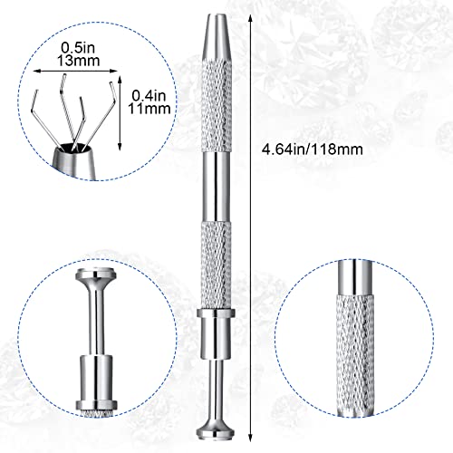 ANCIRS 3 Pack Stainless Steel 4-Claw Pick up Tool for Small Parts Pickup, 4 Prongs Grabber for Tiny Objects in Home, Office - IC Chip, Electronic Components, Nails Clamping-Silver