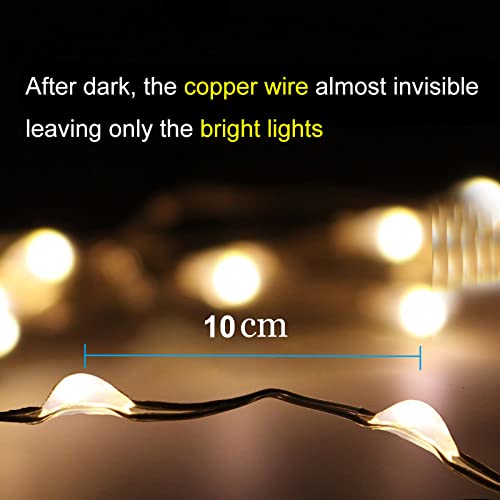 AMIR Upgraded Solar String Lights Outdoor, 8 Modes Mini 39Feet 120 LED Copper Wire Lights, Solar Powered Fairy Lights, Waterproof Decoration Lights for Garden Yard Party Wedding Christmas (Warm White)