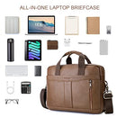 SPAHER Mens Leather Laptop Bag Briefcases for Men 14 Inch Leather Briefcase Business Work Laptop Handbag Shoulder Bag Office Bag for Men Laptop Messenger Bag