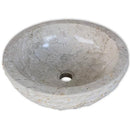 vidaXL Natural Marble Stone Basin - Cream Coloured, 40cm Diameter - Rustic, Round Wash Basin for Bathroom or Washroom - Easy to Clean