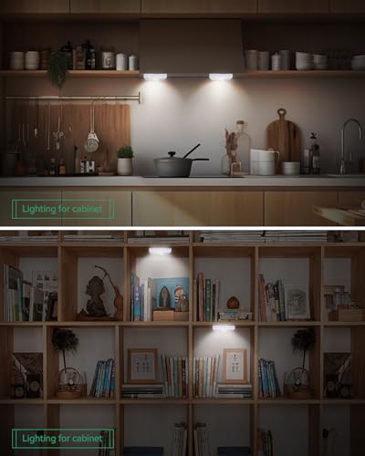 VIBELITE Closet Light Battery Operated Tap Light Touch Night Utility Wall Wireless Mount Under Cabinet Shelf Shed Kitchen Garage Attic RV DIY(4-pack)