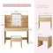 Luxsuite Dressing Table with Stool & Led Light Mirrored Makeup Table Lighting Vanity Table Set with 2 Drawers Bedroom Furniture Oak