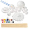 Pllieay Solar System Model Foam Ball Kit Includes 14PCS Mixed Sized Polystyrene Spheres Balls, 12PCS Bamboo Sticks, 12 Color Pigments, 2PCS Painting Brushes for School Science Projects