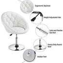 Yaheetech Vanity Chair Makeup Swivel Accent Chair Height Adjustable Round Back Tilt Chair with Chrome Frame for Makeup Room, Living Room, White