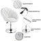 Yaheetech Vanity Chair Makeup Swivel Accent Chair Height Adjustable Round Back Tilt Chair with Chrome Frame for Makeup Room, Living Room, White