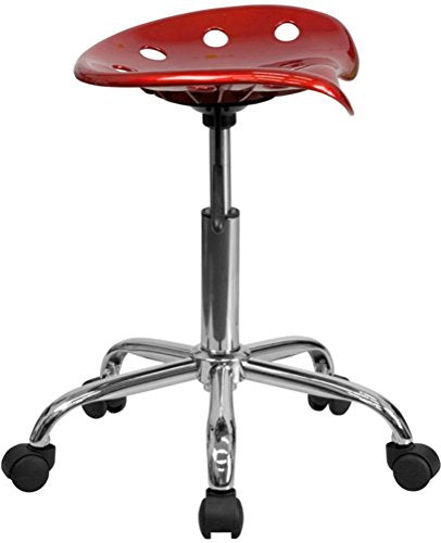 (Wine Red) - Flash Furniture LF-214A-WINERED-GG Vibrant Wine Red Tractor Seat and Chrome Stool