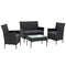 Gardeon 4 Seater Outdoor Sofa Set Wicker Setting Table Chair Furniture Black