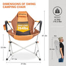 KingCamp Hammock Camping Chair Swinging Rocking Chair for Adults Portable Folding Chair Hold Up to 264 lbs Carrying Bag Cup Holder for Lawn Beach Camp Outside(Brown/2-pack)