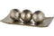 (Brushed Silver) - Dublin Decorative Tray and Orbs/Balls Set of 3, Centrepiece Bowl with Balls decorations Matching, Rustic Decorated Spheres Kit for Living Room or Dining/Coffee Table, Gift Boxed (Brushed Silver)