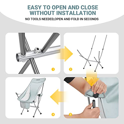 KingCamp Ultralight High Back Folding Camping Chairs Adults with Armrest, Upgrade All-Aluminum Alloy Bracket, 2 Pack Lightweight Camping Chair Camp Compact Portable Outdoors with Carry Bag