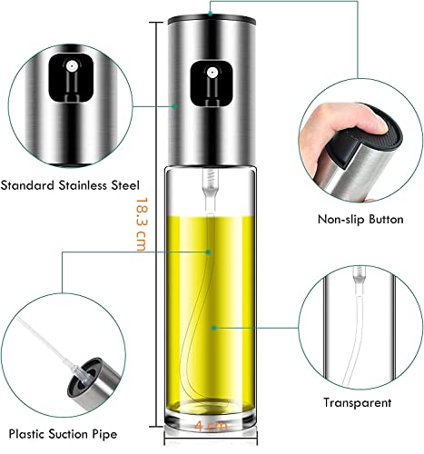 Frafuo Oil Dispenser for Cooking-Oil Sprayer for Cooking-Olive Oil Sprayer Mister-100ml Olive Oil Spray Bottle-Olive Oil Spray for Salad, BBQ, Kitchen Baking, Roasting