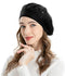 ZLYC Womens French Beret hat, Reversible Solid Color Cashmere Mosaic Warm Beret Cap for Girls (Flower Black)