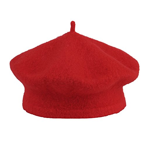 (Child 46-52cm, Red Girl) - COMVIP Adult Child Beret Beanie Hat Classic Painter Cap Wool French Artist