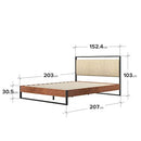 Zinus Queen Bed Frame ILSANG Metal and Wood Bed with Upholstered Fabric Headboard - Queen/ 5 Yr Warranty/Metal Pine Heavy Solid Wood, Ironline Range/Bedroom Furniture Industrial