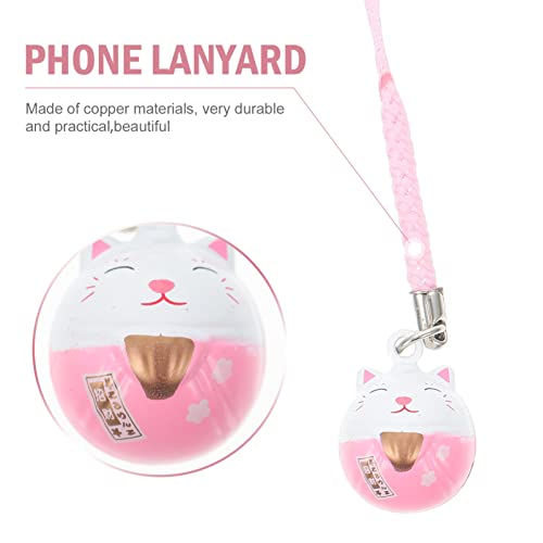 TOYANDONA Japanese Maneki Neko Lucky Cat Mobile Phone Pendant Copper Waving Cat Jingle Bell Mobile Phone Jewellery for DIY Key Chain Car Bag Purse Backpack Lucky Pendant Decoration Pack of 5