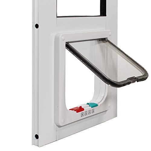 Whiskers and Windows Cat Door for Horizontal Sliding Windows, Large Cat Flap, Fits Windows 34"-37" h, White