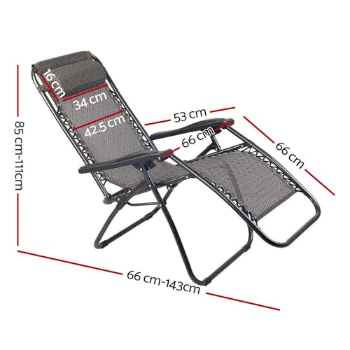 Gardeon Zero Gravity Chair 2PC Reclining Outdoor Sun Lounge Folding Camping