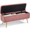 Yaheetech Storage Ottoman Bench 42.7 Inches Folding Storage Ottoman Bench Bench with Storage Bedroom Ottoman Fabric Ottoman Footstool Ottoman Pink