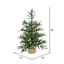 Vickerman 24" Caramel Pine Artificial Christmas Tree Unlit- Featuring 480 PVC Tips - Pine Cone Accented - Seasonal Indoor Home Decor with Decorative Burlap Base