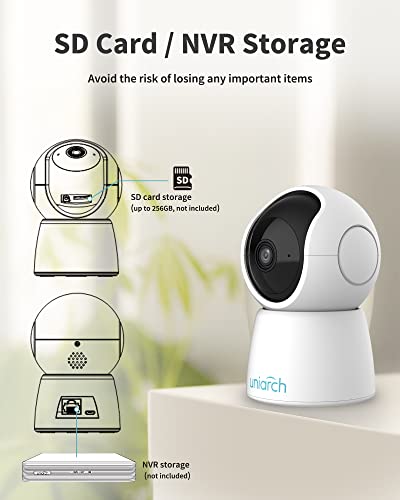 uniarch Indoor Security Camera Pan/Tilt 1080P, 360 Degree Home Camera with App, Night Vision, Smart Motion Detection Auto Tracking, 2-Way Audio, Pet Camera, Baby/Elder Monitor