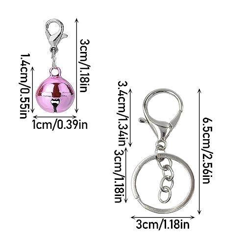 24Pcs Pet Collar Bells, BetterJonny 12mm Jingle Bell with 10Pcs Keychain 8 Colors Small Pet Bells with Clasps Potty Training Charm for Dogs and Cats