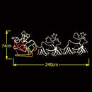 2.4M LED Christmas Light Giant Santa Sleigh Light with 2 Deer w/8 Function Controller for Holiday New Year Wedding Party Indoor Outdoor Xmas Decoration