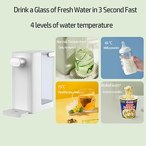 XiaoMi Instant Water Heating Station, 3 Secs Instant Hot Water Dispenser for Quick Heating & Outputting, 4 Temperatures, 3L Water Tank Capacity, High Temp Safety Lock, Zero Installation (White)