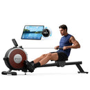 MERACH Electromagnetic Rowing Machine with Exclusive App, Dual Slide Rail Design Magnetic Rower, True 350LB Max Weight, Rowing Machines for Home Use, Auto Resistance Feature