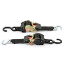 Camco Heavy Duty Retractable Ratchet Tie Down Straps for Hauling and Transporting- 2" x 6', Dual Hook, 2,500 lb Break Strength, Securely Tie Down Boats, ATVs, and More (50031), black