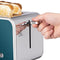 Russell Hobbs Distinctions 2 Slice Toaster, RHT262OCB, Polished Stainless Steel Design, Illuminated Countdown, Variable Browning Control, Longer Slots, Ocean Blue,Silver