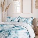Ambesonne Apartment Decor Duvet Cover Set, Fluffy Cloud Skyline Like Marble Motif with Grunge Features Art Image, 3 Piece Bedding Set with Pillow Shams, Queen/Full, Turquoise