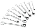 Facom - Set of 10 Metric and Inch Combination Ratchet Spanners - 467B.JP10 - Compact and Easy to Use - Chemical Resistant - Long Life - Portable Case