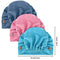 Geyoga 3 Pieces Bouffant Caps with Buttons Unisex Stretchy Headband Turban with Buttons for Women (Lake Blue, Deep Pink, Blue)