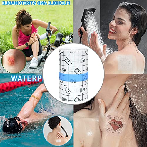 Waterproof Transparent Bandage, 10cm x 10m Disposable Film Wound Dressing Cuttable Elastic Self-Adhesive Bandaid Stretch Adhesive Dressing Tapes, Wound Cover for Tattoos Swimming, People or Pets Dressing Pads Tattoo Aftercare Bandage