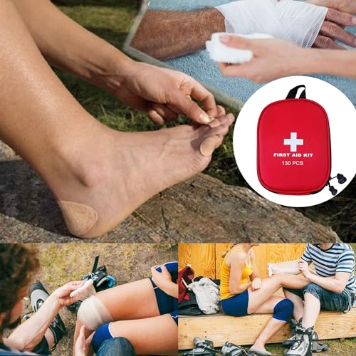 YESDEX First Aid Kit 130pcs Medical Travel Workplace Family Safety, Emergency Bag Box,Registered