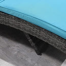 Outsunny Wicker Chaise Lounge, Outdoor Lounge Chair, 5-Level Adjustable Backrest S-Shape Rattan Lounger with Cushion & Wheels for Patio, Deck, Poolside, Sky Blue