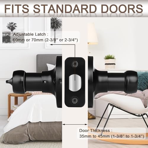 Sopoby 6 Pack Matte Black Door Handles Privacy Door Levers, Heavy Duty Wave Style Bed/Bath Door Locks Interior Door Knobs, Reversible Levers for Right/Left Handed Doors