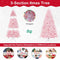 Costway 215 cm Pink Flocked Christmas Tree, Hinged Xmas Tree with 1200 PVC Branch Tips, 500 LED Lights & 8 Lighting Modes, Pre-Lit Decoration Tree for Home, Office & Carnival, Easy Assembly