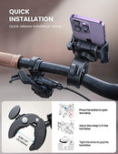 Lamicall Motorcycle Phone Mount Holder - [Camera Friendly] [1s Lock] 2023 Bike Phone Holder Handlebar Clamp, Bicycle Scooter Phone Clip, for iPhone 15 14 Pro Max, 13 12 Mini, 2.4~3.54" Wide Phones