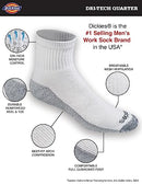 Dickies Men's Dri-Tech Moisture Control Quarter Socks Multi-Pack, White (6 Pairs), Shoe Size: 6-12