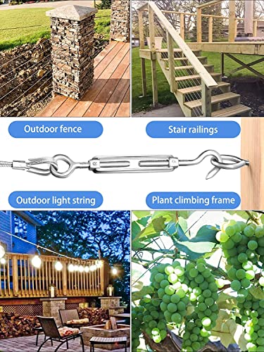 Wire Rope Kit, Stainless Steel Wire Rope Coated Cable,Garden Wire for Climbing Plants,Vine Eyes,Wire Rope Clip,for Outdoor Hanging Kit,Cable Railing Kit (30M)