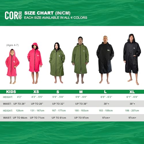 COR Surf Swim Parka | Heavy Warm Surf Jacket for Men, Women and Kids | Water Resistant and Absorbent Terry Towel Lining