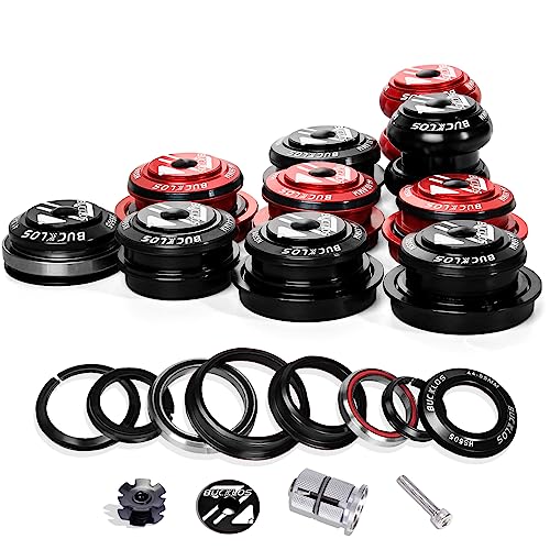 BUCKLOS Bike Headset 34/44/44-50.6/44-55/44-56/41.8-52mm, Mountain Bike Road Bicycle 1-1/8 Threadless Double Sealed Bearings MTB Headsets, for Straight Tapered Tube Frame Fork Expander Plug Star Nut