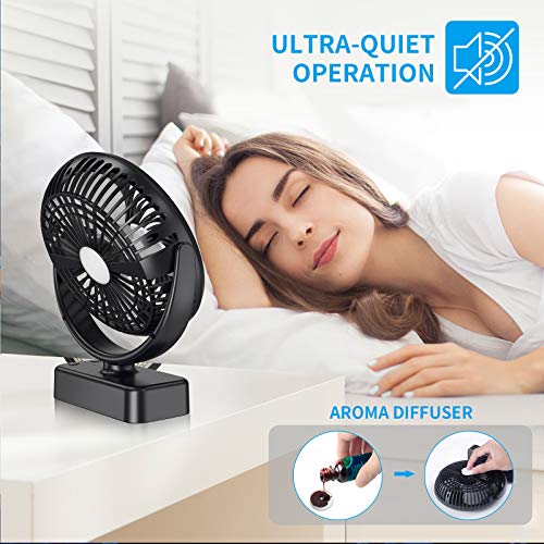 ZEBRE Portable Battery Camping Fan with LED Lantern - Rechargeable 5000mAh Battery Operated USB Desk Fan Kit with Hanging Hook for Tent Car